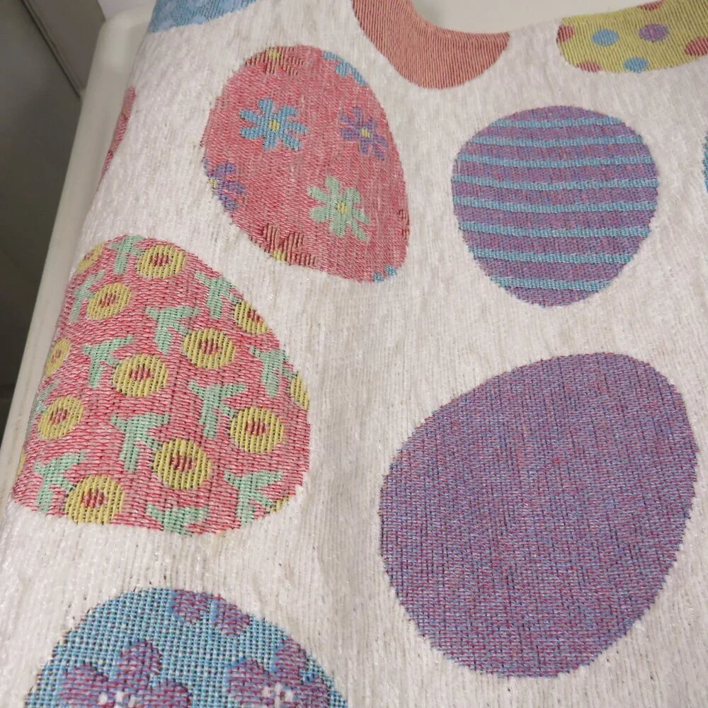 Easter Spring White with Eggs 13x72 in 6 ft Table Runner